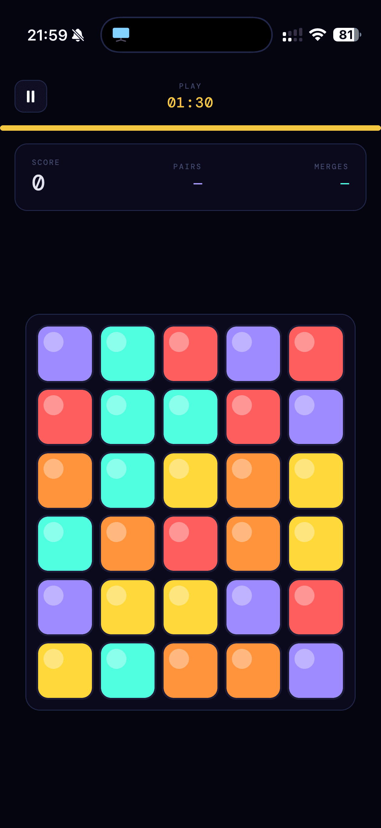 Active game with colored blocks